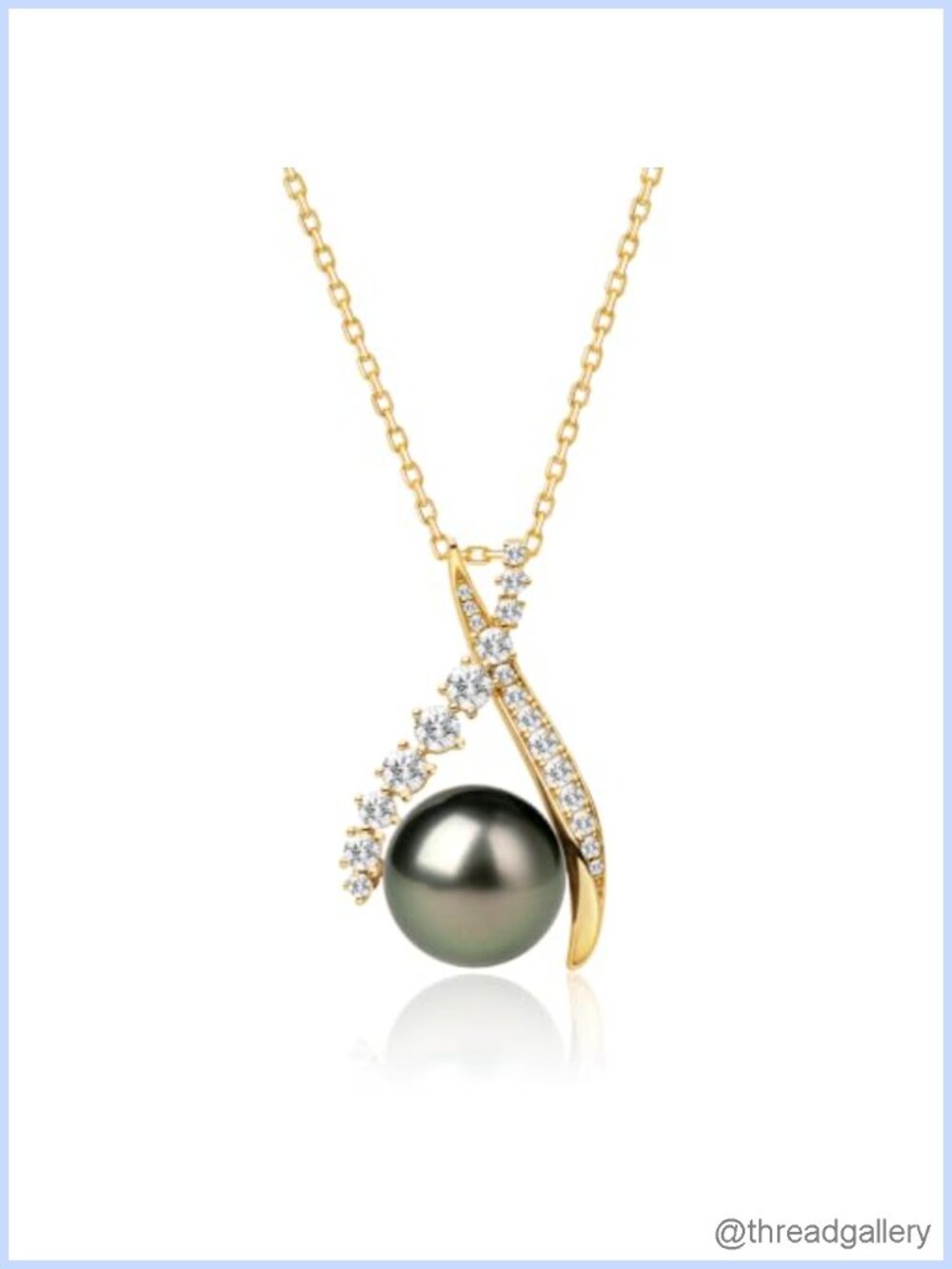 Tahitian Pearl Pendant Necklace 18K Gold Plated Sterling Silver Gift for Her